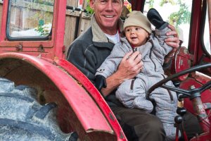 Simon and Charlie on old Tractor